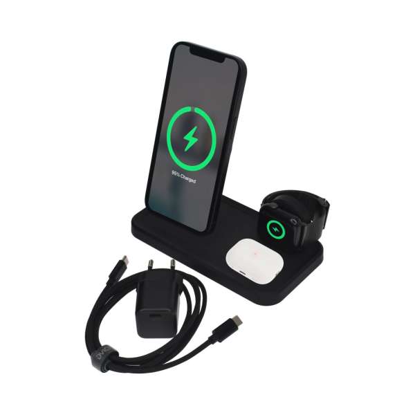 Dviced 3-in-1 Magnetic Wireless Charger 10W Fast Charge Black