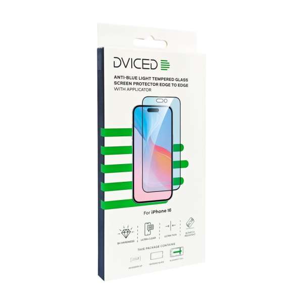 Dviced Anti-blue light tempered glass screen protector edge to edge for iPhone 16 with applicator
