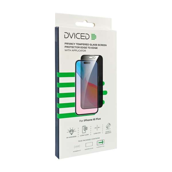 Dviced Dviced Privacy tempered glass screen protector edge to edge for iPhone 16 Plus with applicator