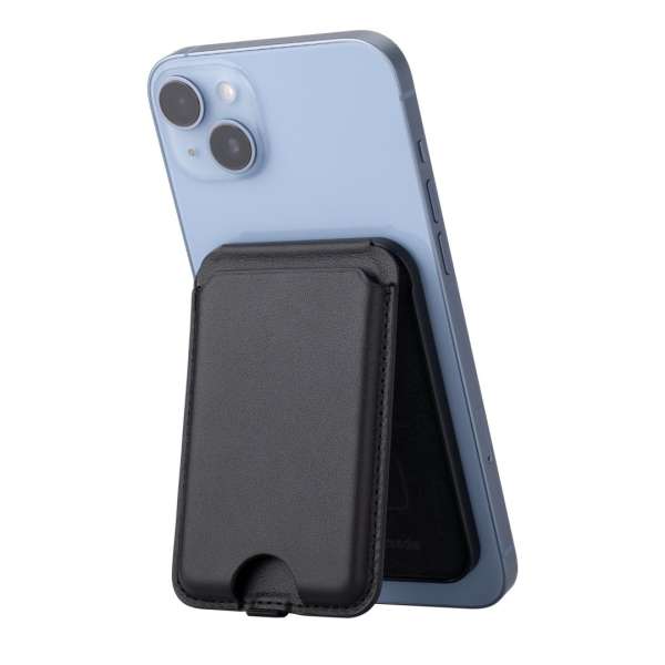 Dviced Leather magsafe foldable cardholder and stand Black