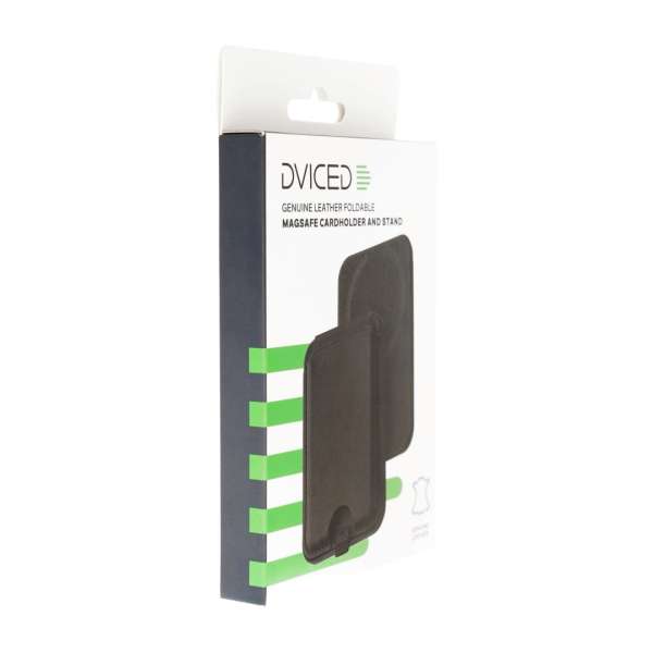 Dviced Leather magsafe foldable cardholder and stand Black