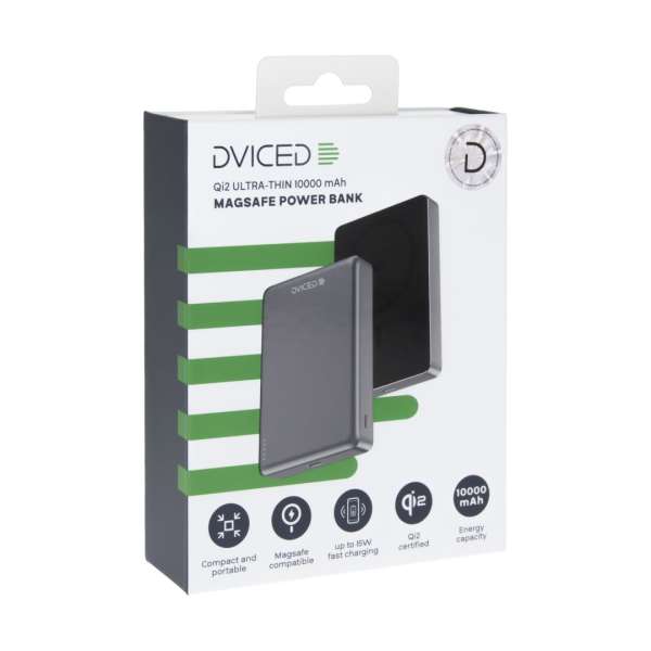 Dviced Qi2 Ultrathin MagSafe 10000mAh Powerbank Black/Grey