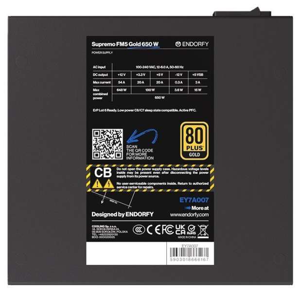 Endorfy 650W 80+ Gold Supremo FM5