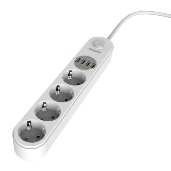 Energizer EPB2500W00EU Hálózati Elosztó Kapcsolóval 4DIN 2m White