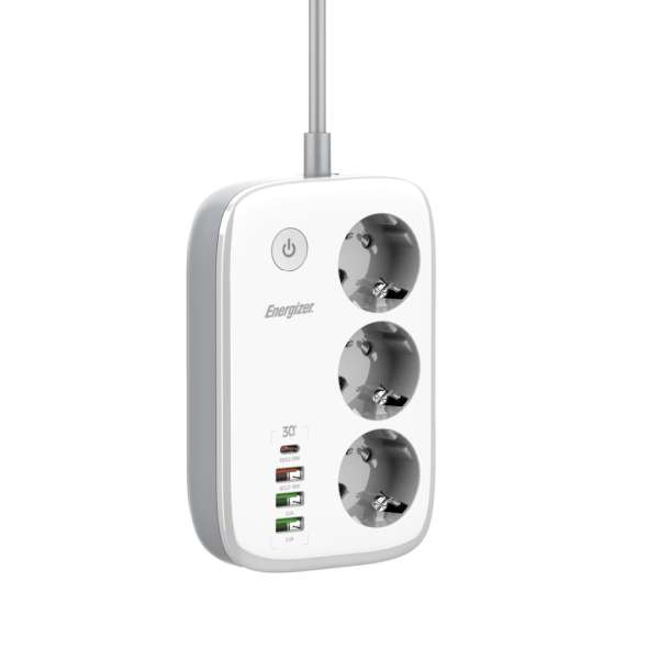 Energizer EPB2500W02EU Hálózati Elosztó Kapcsolóval 3DIN 2m White/Grey