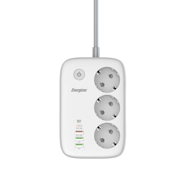 Energizer EPB2500W02EU Hálózati Elosztó Kapcsolóval 3DIN 2m White/Grey