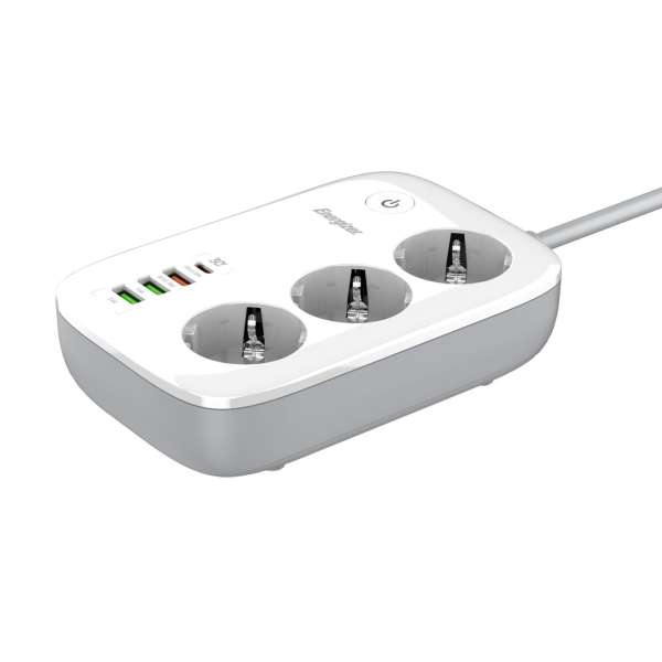 Energizer EPB2500W02EU Hálózati Elosztó Kapcsolóval 3DIN 2m White/Grey