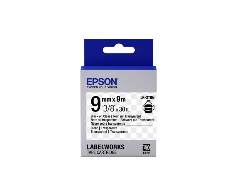Epson LK-3TBN címkeszalag (9mm) Black on Clear - 9m