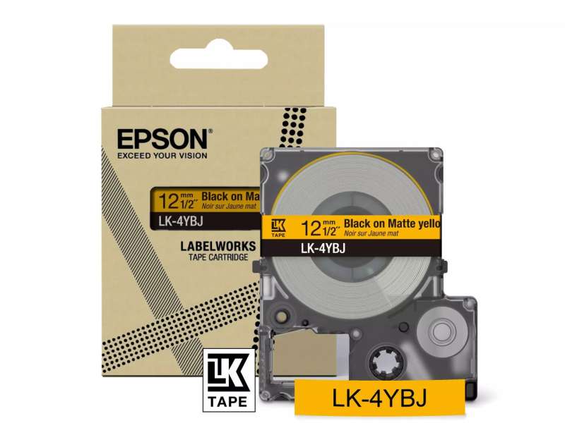 Epson LK-4YBJ címkeszalag (12mm) Black on Matte Yellow - 8m