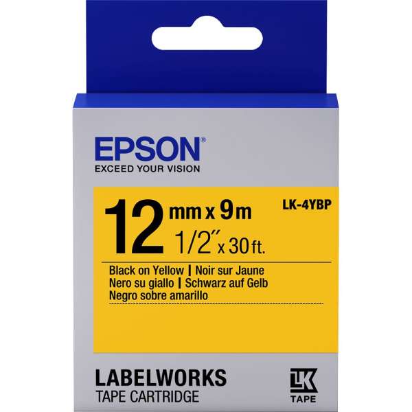 Epson LK-4YBJ címkeszalag (12mm) Black on Yellow - 9m