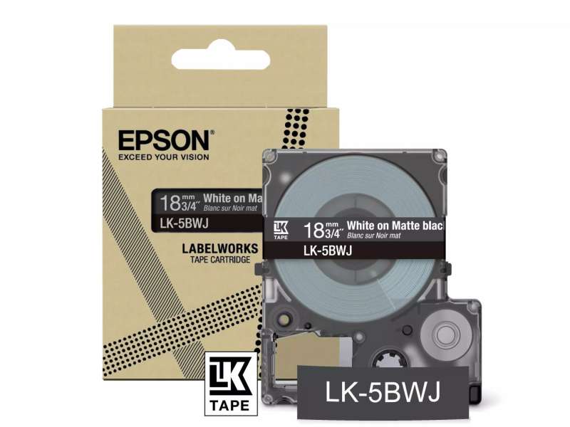 Epson LK-5BWJ címkeszalag (18mm) White on Matte Black - 8m