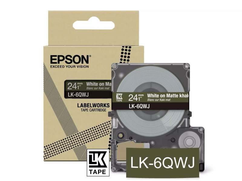 Epson LK-6QWJ címkeszalag (24mm) White on Matte Kakhi - 8m
