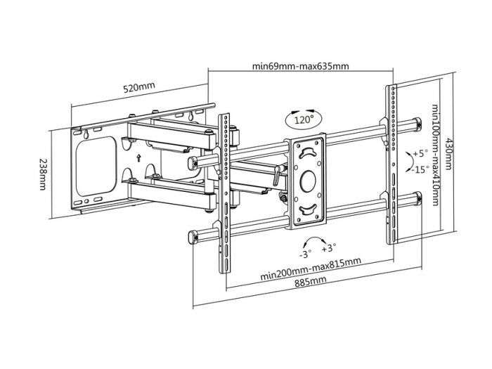 EQuip 37"-90" Tilt/Swivel TV Wall Mount Bracket Black