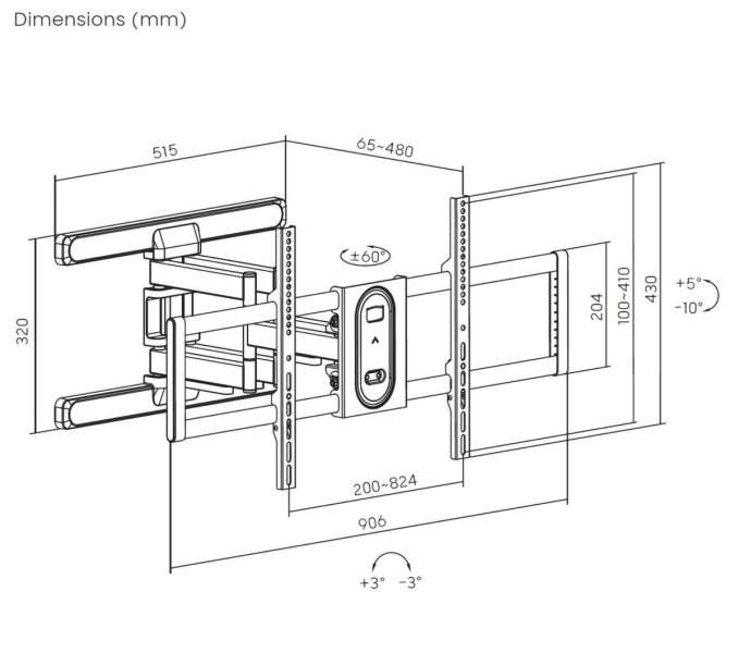EQuip 43"-100" Full Motion TV Mount Bracket