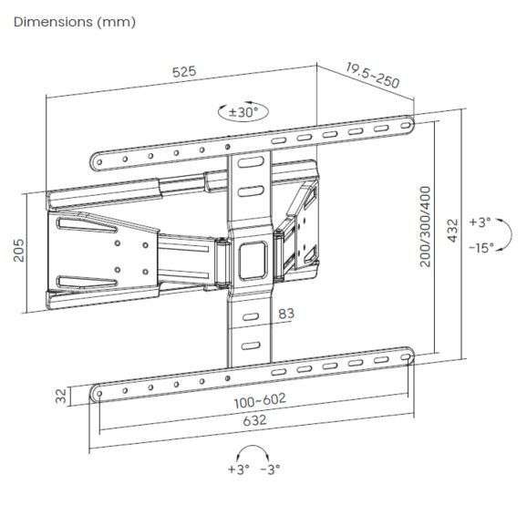 EQuip 43"-90" Ultra-Slim Full Motion TV Wall Mount Bracket