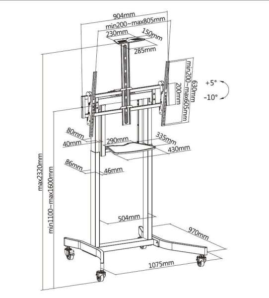 EQuip 55"-100" Mobile Motorized LFD Trolley