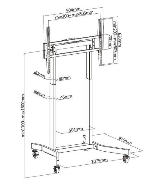 EQuip 55"-100" Mobile Motorized LFD Trolley