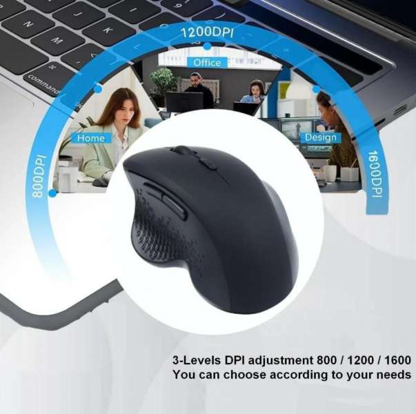 EQuip 6-Button Dual Mode Wireless Mouse Black