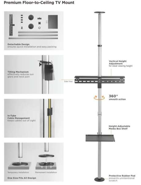 EQuip 650621 37"-70" Floor-to-Ceiling TV Bracket