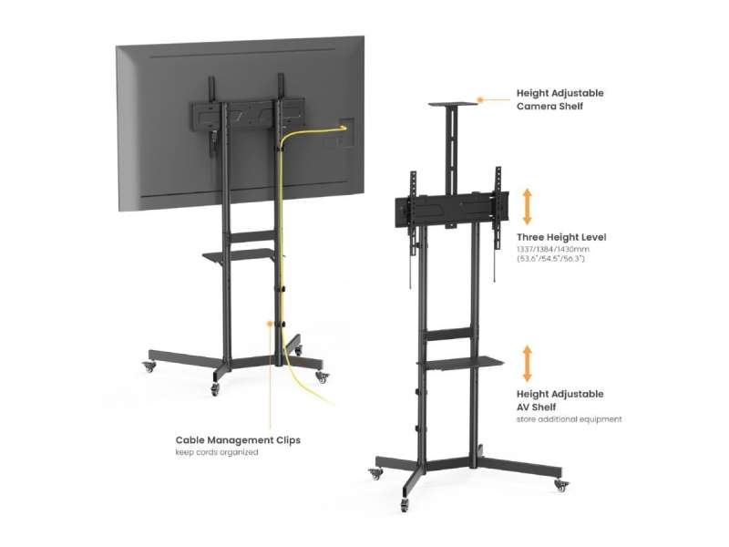 EQuip Economy TV Trolley 37"-70" Black