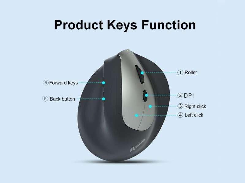 EQuip Ergonomic Dual Mode Wireless Mouse Black