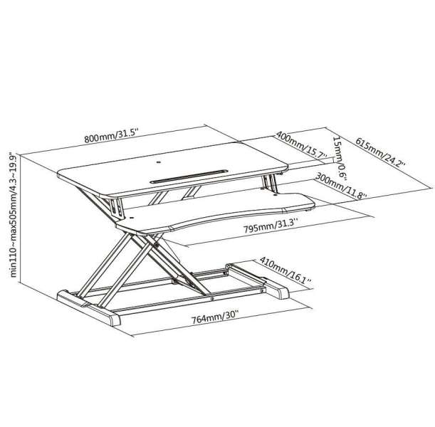 EQuip Ergonomic Sit/Stand Riser Black