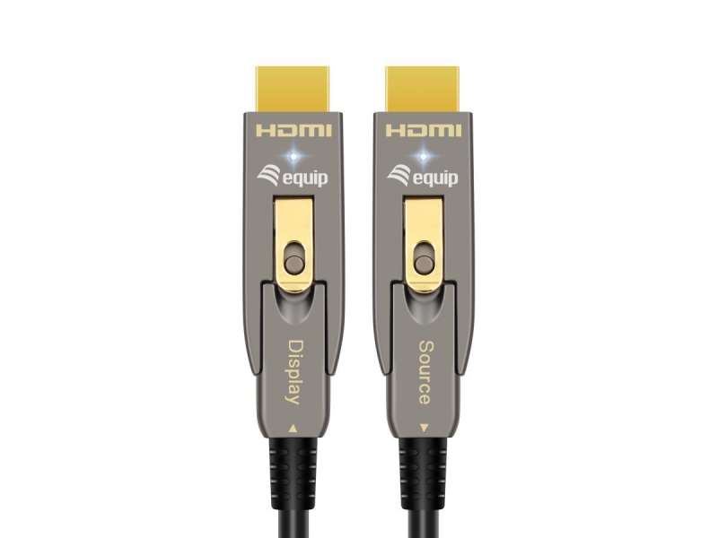 EQuip HDMI 2.0 Detachable Type D + A Active Optical Cable 4K/60Hz 30m Grey