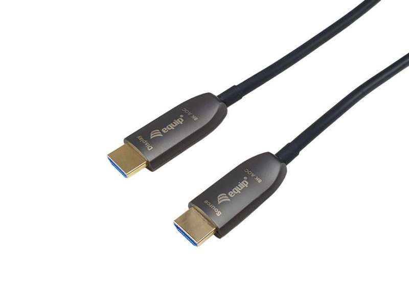 EQuip HDMI 2.1 Active Optic Armored Cable 50m 8K/60Hz 4K/120Hz 48Gbps Black