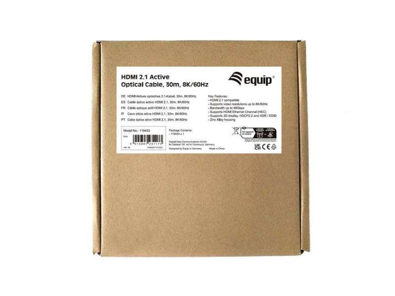 EQuip HDMI 2.1 8K/60Hz Active Optical Cable 30m Black