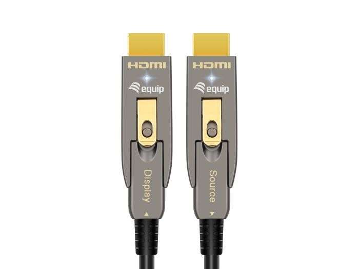 EQuip HDMI 2.1 Detachable Type D + A Active Optical Cable 8K/60Hz 10m Grey
