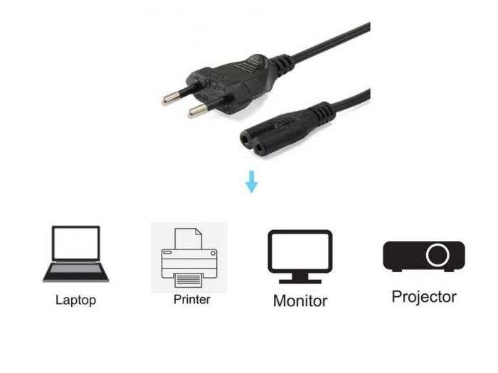 EQuip High Quality Power Cord C7 to 2pin Euro 1,8m Black