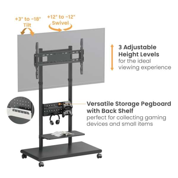 EQuip Mobile TV Trolley 50"-90" Black