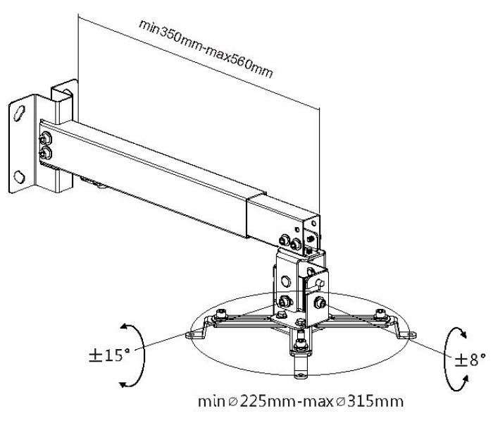 EQuip Projector Ceiling Wall Mount Bracket Black