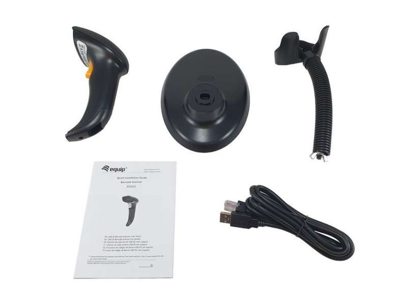 EQuip USB 1D/2D Barcode Scanner with Stand Vonalkódolvasó Black