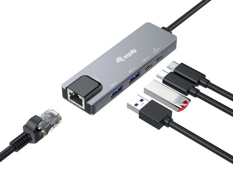 EQuip USB-C 5 in 1 Multifunctional Adapter Grey