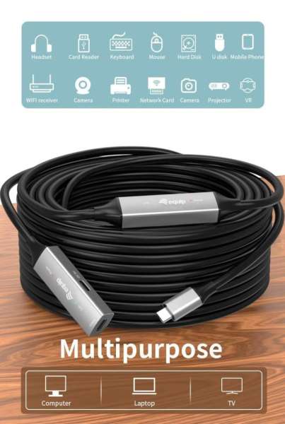 EQuip USB-C to C Active extension cable 15m Black