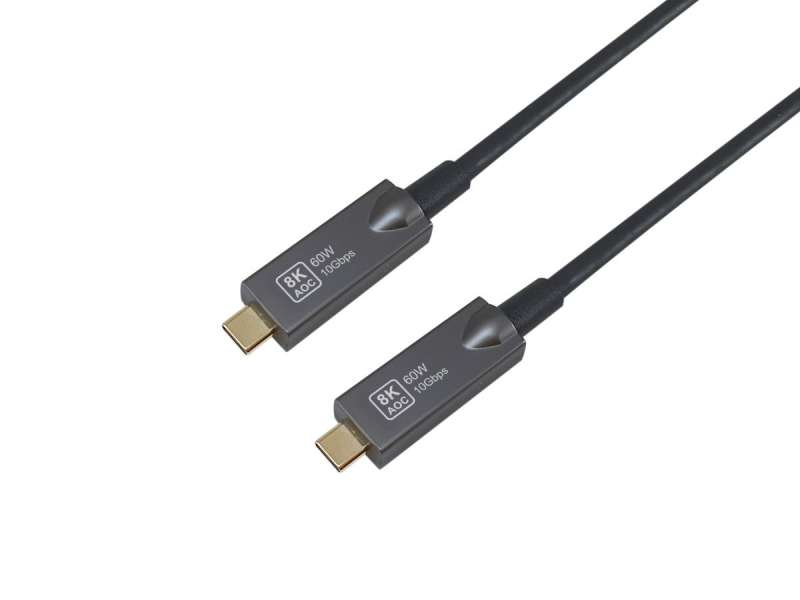 EQuip USB-C to C USB 3.2 Gen 2 10Gbps PD 60W 8K 60Hz Active Optical Cable 15m Black