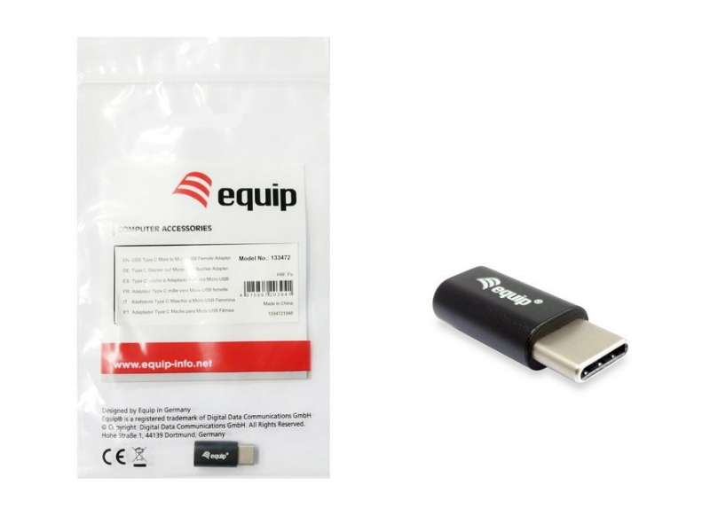 EQuip USB-C to Micro USB Adapter Black