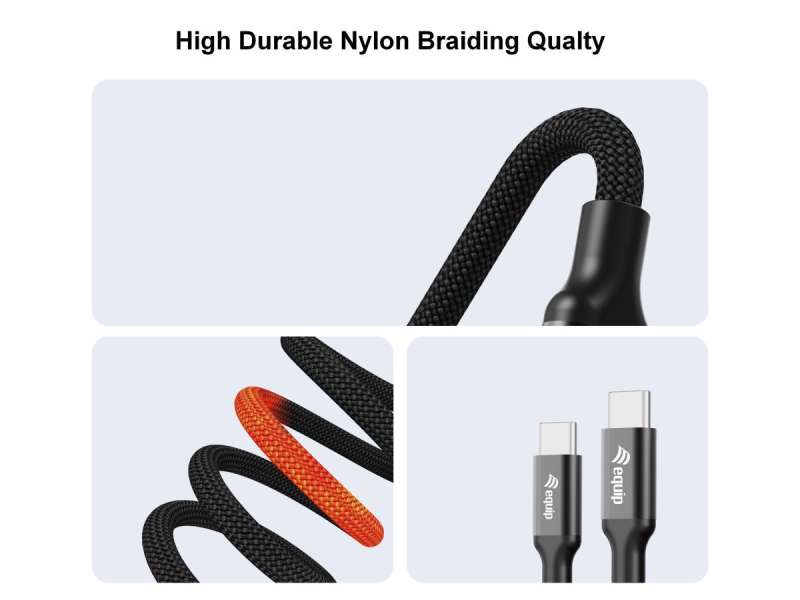 EQuip USB-C Y-Charging Cable USB-C Male to Dual USB-C Male 1.5m PD 3.1 140W E-Marker Braided Black