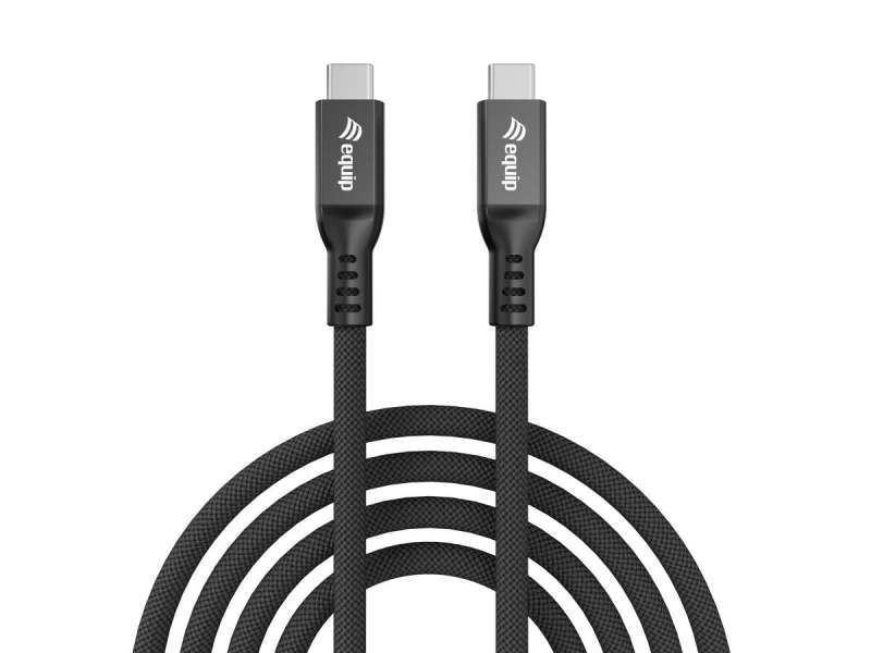 EQuip USB4 Cable USB-C Male to USB-C Male 2.0m 80Gbps PD 3.1 240W 8K/60Hz Thunderbolt 3/4 Compatible Black