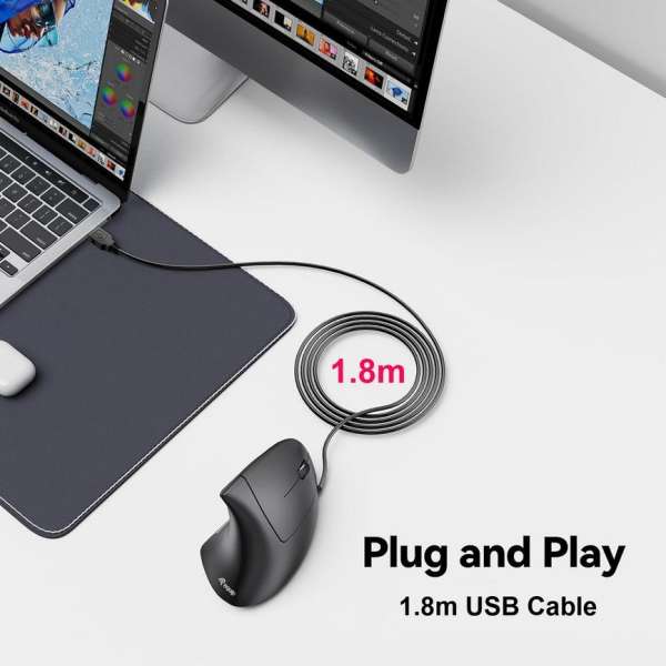 EQuip Vertical Ergonomic Wired Mouse Black