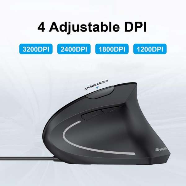 EQuip Vertical Ergonomic Wired Mouse Black