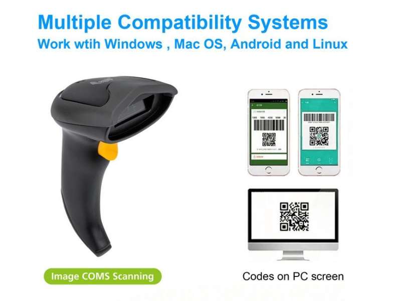 EQuip Wireless 2D Barcode Scanner with Stand Vonalkódolvasó Black