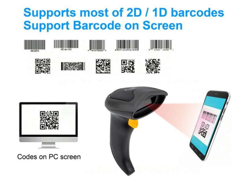 EQuip Wireless 2D Barcode Scanner with Stand Vonalkódolvasó Black