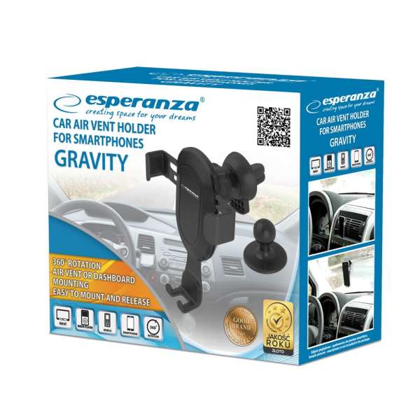 Esperanza EMH131 Gravity Car Air vent holder Black