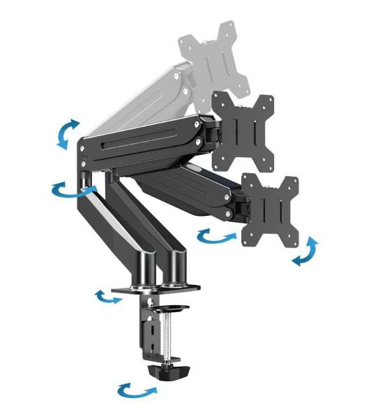 Esperanza ERW020 Mache desk mount for two monitors 17"-27" Black
