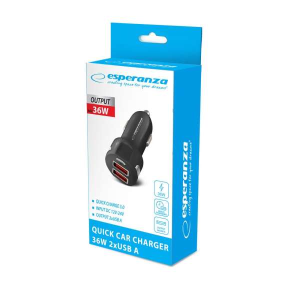 Esperanza EZC110K Car Quick Charger 36W Black
