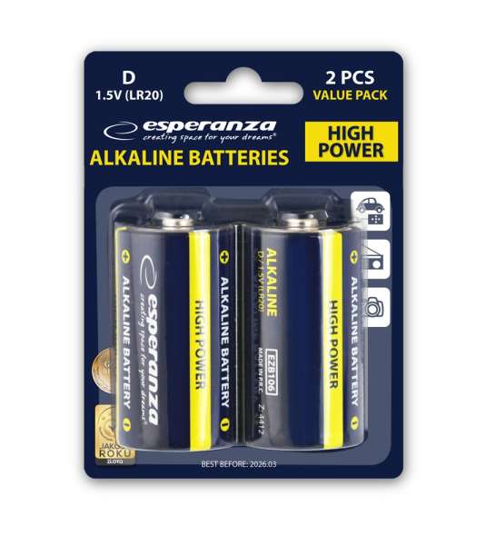 Esperanza LR20 Alkáli Elem 2db/csomag