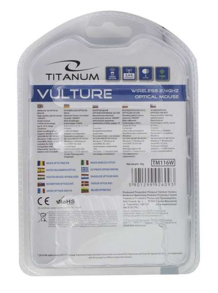 Esperanza Titanum Vulture Wireless mouse Black/White