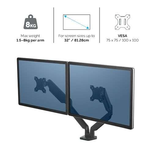 Fellowes Platinum Series Dual Monitor Stand Silver